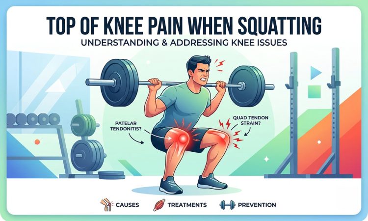 top of knee pain when squatting